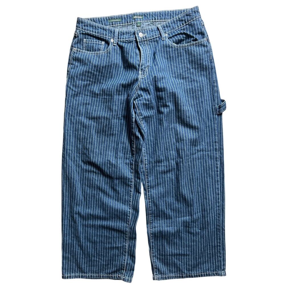 Wild Fable Jeans Women’s 14R Blue Denim Striped Carpenter Loop Wide Leg